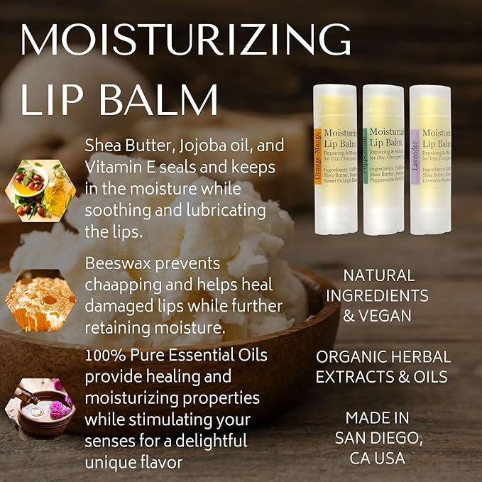 RD Alchemy - 100% Natural & Organic Moisturizing Lip Balm Best for Dry, Chapped, & Cracked Lips-Beeswax, Shea Butter & Essential Oils for Long Lasting Hydration (Orange-Mango)