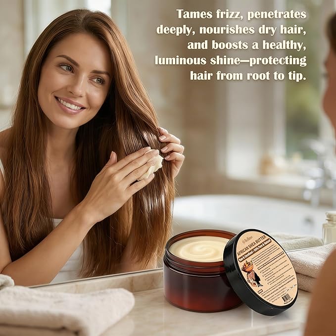 Raw Shea Butter, Unrefined African Shea Butter, Face & Body Care Moisturizer for Homemade Soap, Creams, and Lip Products with Premium Packaging, 8 oz Can