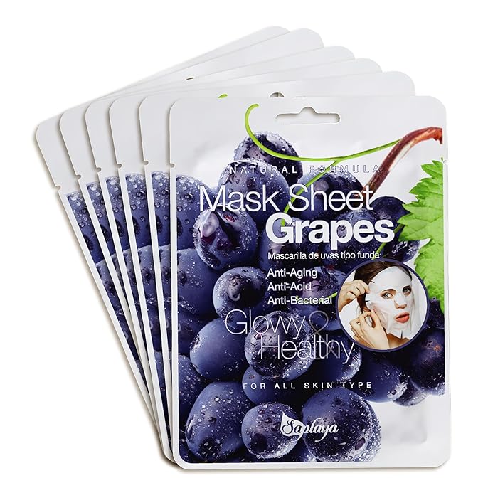Saplaya Face Masks 6 Pack Scented Facemask Sheets Skin Care Mask Single Scent K-Beauty Natural Formula