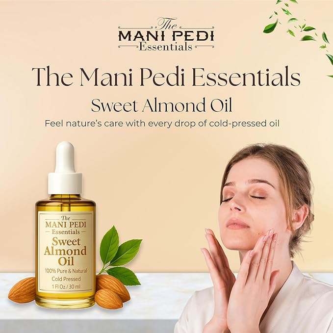 TMPE 100% Pure, Organic Sweet Almond Oil. Cold Pressed Natural Moisturizing Oil for Hair, Skin & Body - 1 Fl Oz