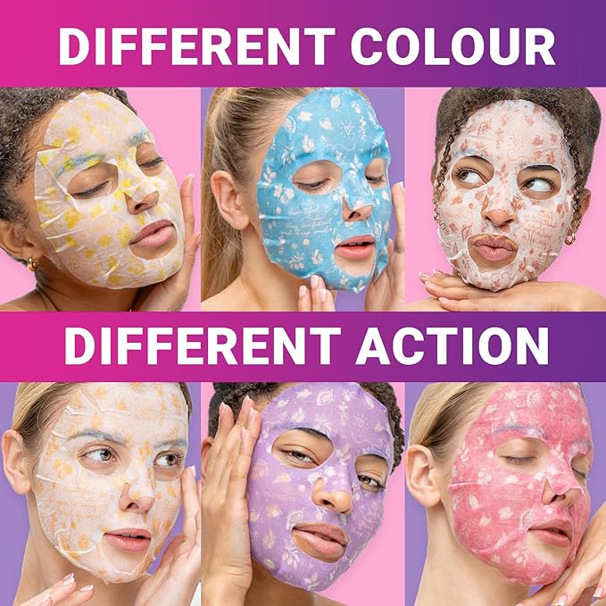 VIABEAUTY 24 Pack of Sheet Face Masks Skincare - Collagen Face Mask Sheets with Hyaluronic Acid, Vitamin C, Snail Mucin - Facial Sheet Mask for Hydrating, Rejuvenating, Moisturizing