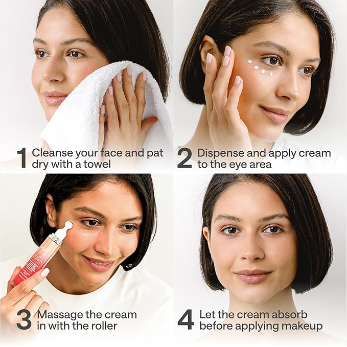 Caffeine Under Eye Cream for Puffiness and Bags Under Eyes - Roller for Puffy Eyes and Dark Circles Under Eye Treatment for Women, Men - Hyaluronic Acid and Niacinamide Serum - Face Puffiness Reducer