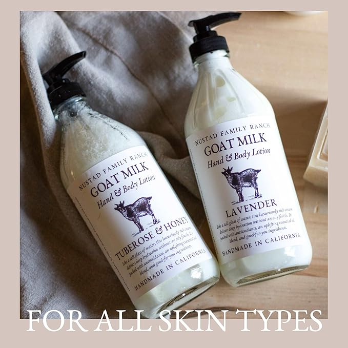 Goat Milk Body Lotion for Dry Sensitive Skin – Natural Moisturizer for Face, Hands & Body – Handmade, Fast-Absorbing, Lightweight, Non-Greasy – Multiple Scents (16oz, Redwood Forest)