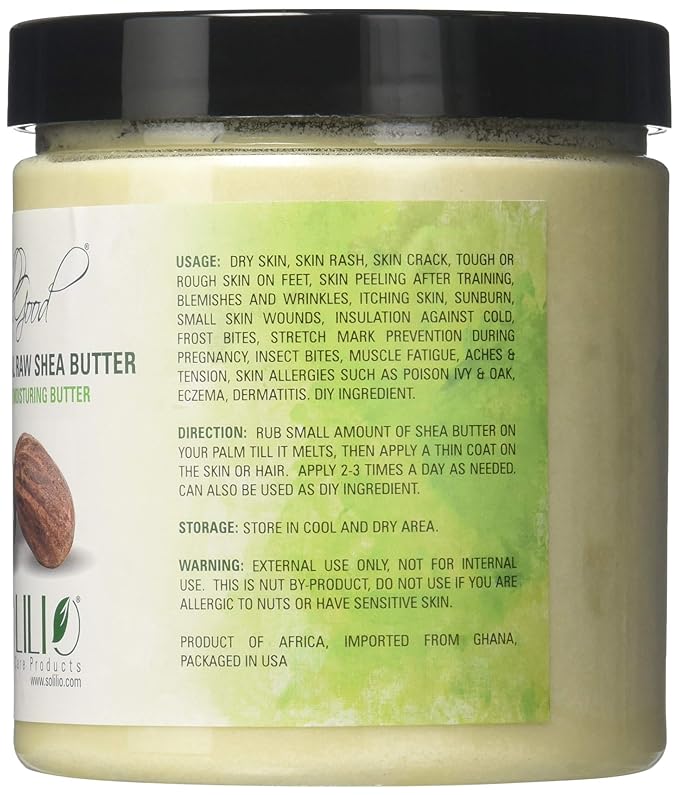 SmellGood - Pure Unrefined Shea Butter, totally natural and organic, ivory color, packed in 16 oz Jar, 2 Units