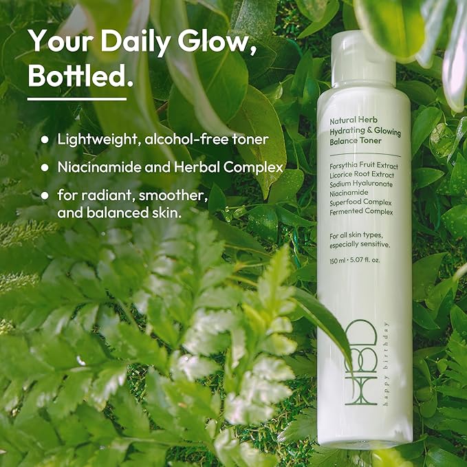 HBD Hydrating & Brightening Face Toner with Niacinamide Korean Glow-Boosting & Refreshing Essence Lightweight, Non-Irritating, Alcohol-Free, 5.07 Fl Oz