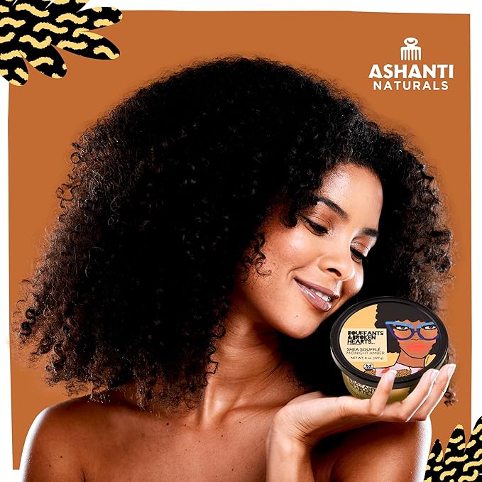 Ashanti Naturals Scented Whipped Shea Butter for Skin | Moisturizing African Raw Shea Butter, Almond Oil and Coconut (Midnight Amber Souffle, 8oz)