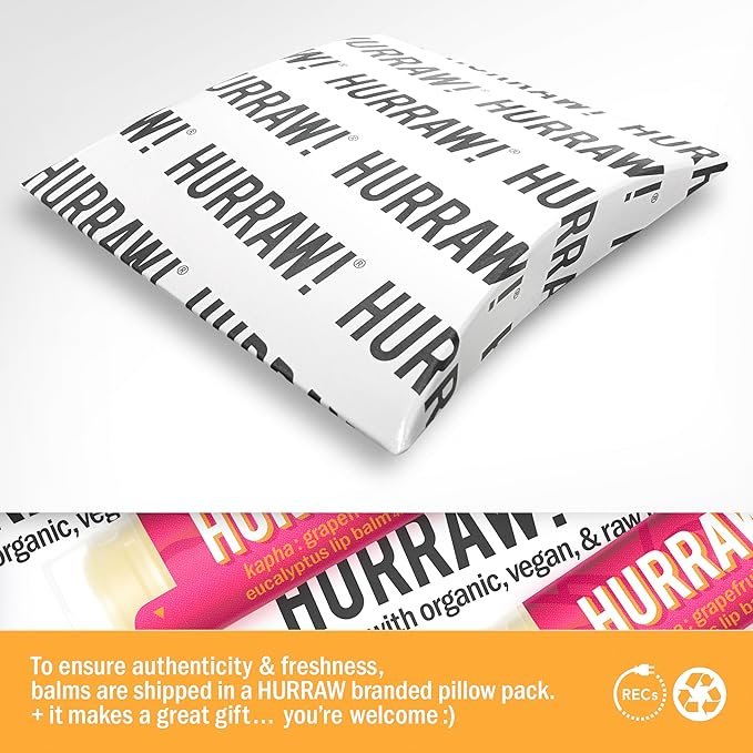 Hurraw! Grapefruit, Ginger, Eucalyptus (Kapha) Lip Balm: Organic, Certified Vegan, Cruelty and Gluten Free. Non-GMO, 100% Natural Ingredients. Bee, Shea, Soy and Palm Free. Made in USA