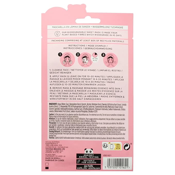 Sheet Mask - Watermelon by Oh K! for Unisex - 1 Pc Mask