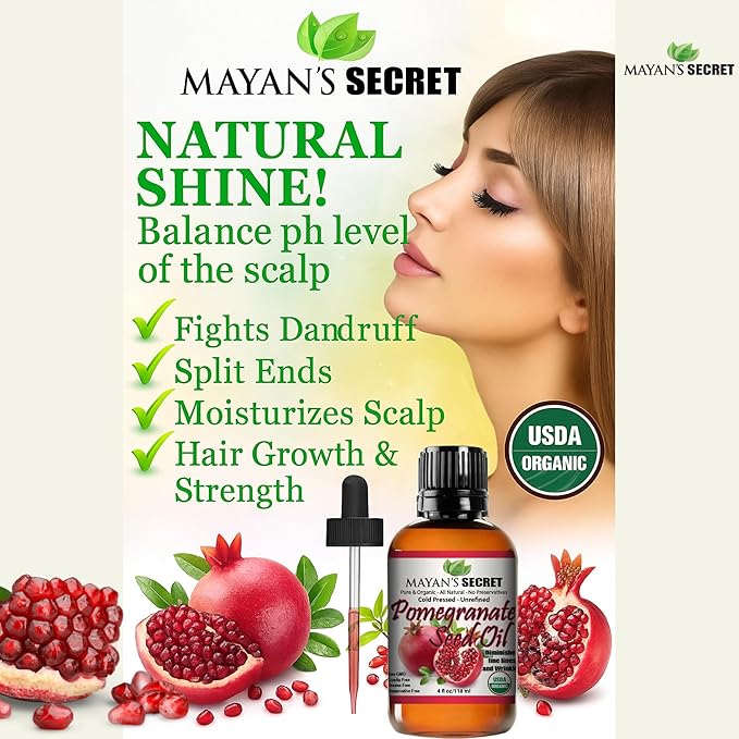 Pure Carrier and Essential Oils for Skin Care, Hair, Body Moisturizer for Face-Anti Aging Skin Care (Pomegranate Seed Oil Organic, 4oz)