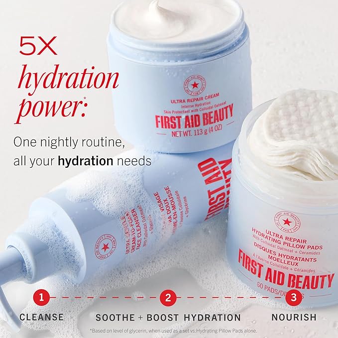 First Aid Beauty Ultra Gentle Cream-to-Foam Pure Facial Cleanser – Makeup Removing Face Cleanser - Face Wash with Colloidal Oatmeal & Glycerin, for Sensitive, Acne & Blemish-Prone Skin, 2 oz