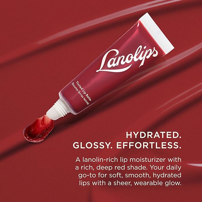 Lanolips Tinted Lip Balm - Enriched with Lanolin Oil for Shine & Hydration - Hydrating Tinted Lip Gloss Tube - Spice (12.5g / 0.44oz)