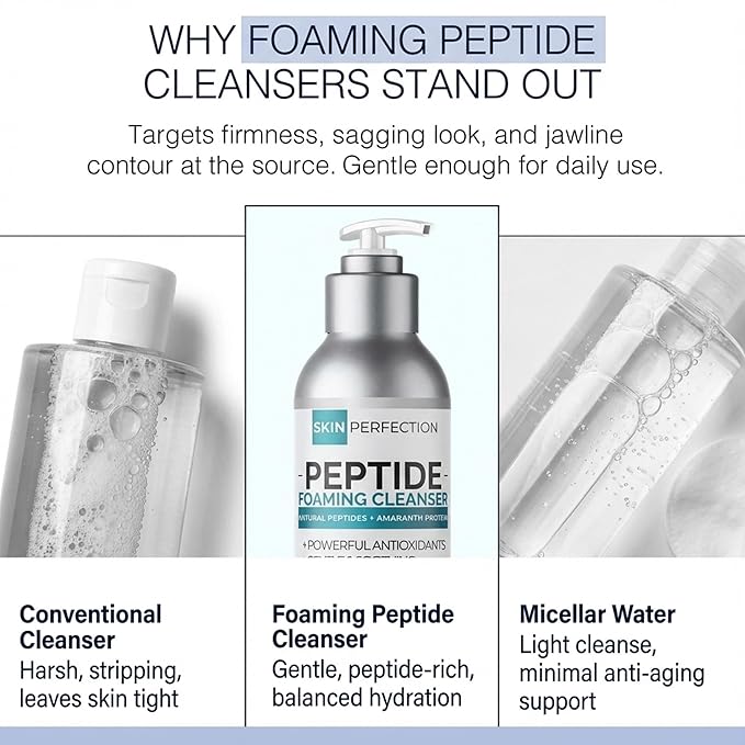 Skin Perfection Foaming Peptide Cleanser Ewg Verified Healthy Boost Amaranth Natural Amino Acids & Botanicals Soothing Facial Cleanser Face Wash Foam 4 Oz