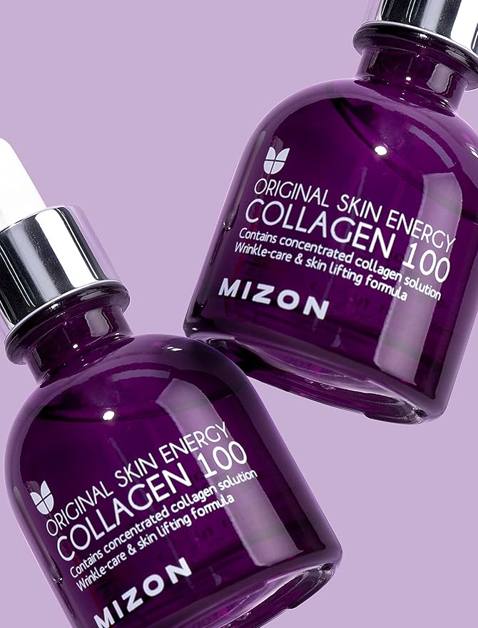 MIZON Marine Collagen 100 Ampoule Serum Korean Collagen Peptide Serum for Firming Skin Wrinkles Hydrating Anti Aging K-Beauty Serum with Adenosine Panthenol & Centella (1.01 fl oz)