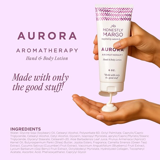 Honestly Margo Aromatherapy Hand & Body Lotion (Lavender, 6 Oz) – Hydrating Moisturizer with Essential Oils, Clean, Cruelty-Free Body Care, Must-Have Bath Products, Hand Cream & Body Moisturizer