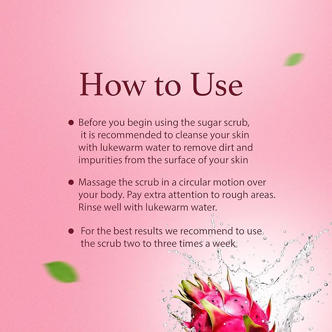 Sugar Scrub Exfoliating with Dragon Fruit and Other Natural Ingredients for Body Scrub and Foot Scrub - Soft Scrub for Nourishing Essential Skin Care, 20 oz (592 mL), Made in USA