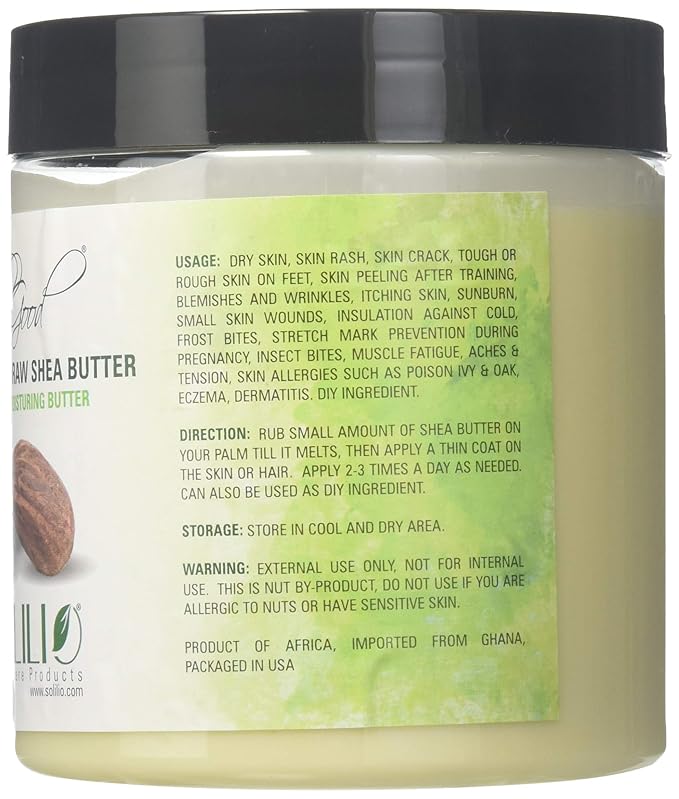 SmellGood - Pure Unrefined Shea Butter, totally natural and organic, ivory color, packed in 16 oz Jar, 1 Unit