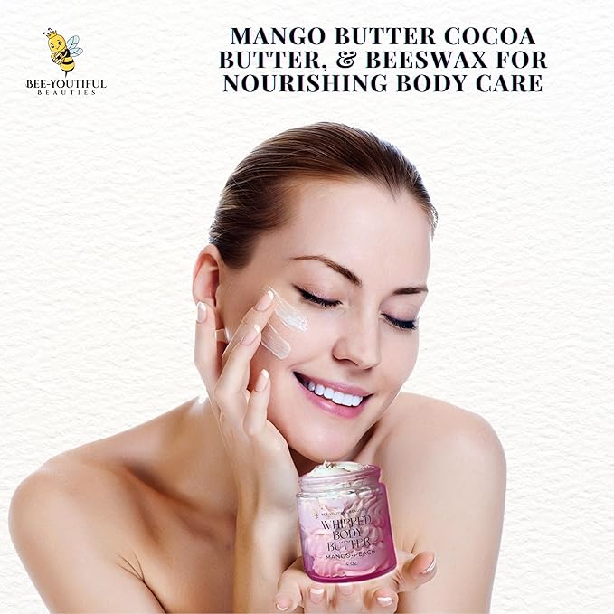 Whipped Shea + Beeswax Body Butter | Hydrating Moisturizer with Shea Butter, Mango Butter Cocoa Butter, & Beeswax for Nourishing Body Care - 4oz - Pomogrante-coconut