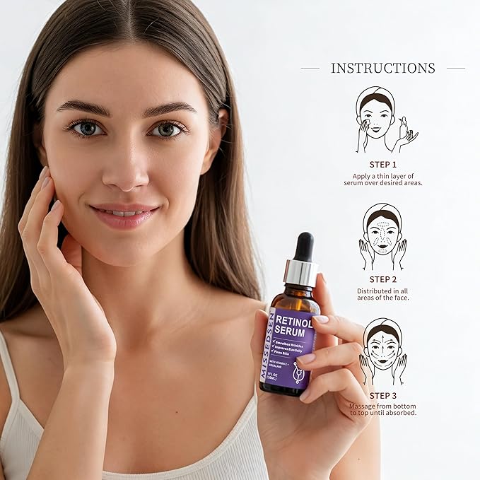 Retinol Serum for Face anti aging with Squalane Oil & Vitamin E Oil for Skin Care Night Repair Serum for Oily, Combination, Dry & Mature Skin for Daily Use 1Fl oz