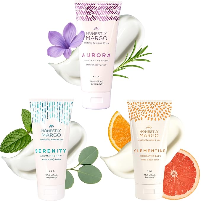 Honestly Margo Aromatherapy Hand & Body Lotion Set (Lavender, Eucalyptus and Citrus, 6 Oz) – Hydrating Moisturizer with Essential Oils, Clean, Cruelty-Free Body Care, Bath Products, and Hand Cream