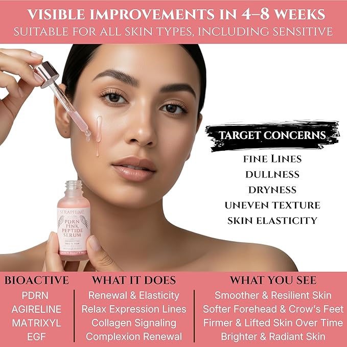 PDRN Pink Peptide Serum with Salmon DNA, EGF, Argireline & Matrixyl 3000 – Pink PDRN Serum Skin Care for Glowing Skin – Anti-Aging, Hydrating, Brightening Skincare with Argireline Peptide Matrixyl
