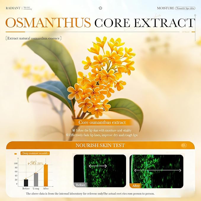 AKARY 10Pcs Osmanthus Nourish & Tender Lip Mask, Reduce Lip Wrinkles, Radiant & Tender, Reducing Chapped, Smoothing Fine Lines Lips Patches, Travel Size Toiletries, Birthday Gifts for Women,Vegan (10)