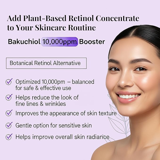 Korean Bakuchiol Serum for Face - High-Potency DIY Mix-in Concentrate - Bakuchiol Plumping Serum - Gentle Retinol Alternative for Wrinkle Reduction - Hydrating & Firming Anti-Aging Skincare