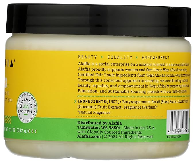 ALAFFIA Purely Coconut Authentic African Unrefined Shea Butter, 11 OZ