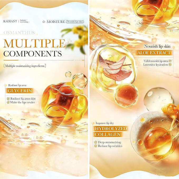 AKARY 5Pcs Osmanthus Nourish and Tender Lip Mask, Hydration Fragrance + Petrolatum Moisturize Crystal Care Gel Pads, Radiant, Tender & Firm, Reduce Lip Wrinkles, Make Your Dry Lips Attractive Sexy (5)