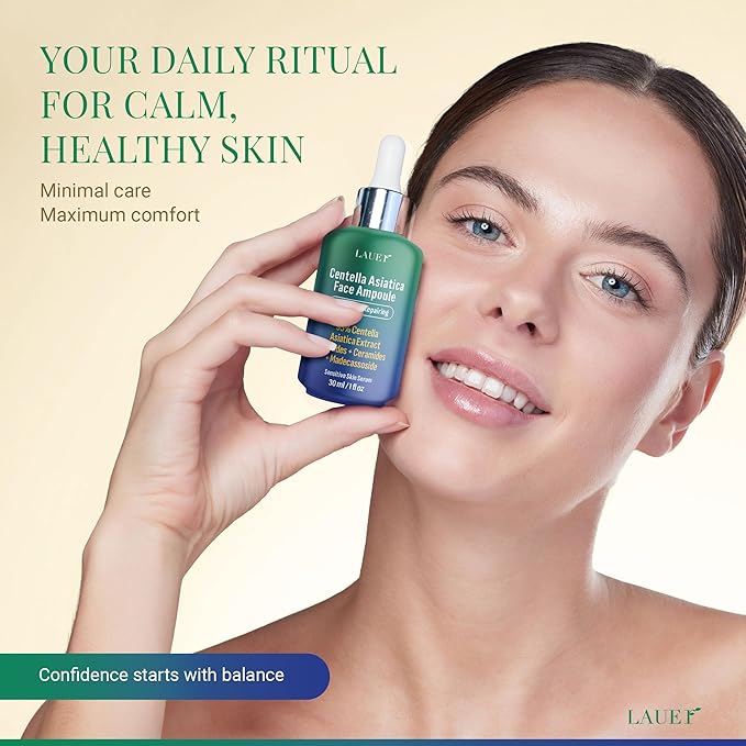 Centella Asiatica Ampoule Serum 95% Madagascar Extract Redness Relief & Barrier Repair with Peptides Ceramides & Madecassoside Soothing Hydrating Serum for Sensitive Irritated Skin 1 fl oz