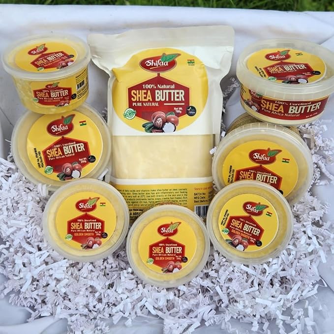 Shifaa Shea Butter - 100% Pure and Unrefined from Ghana I Raw, Natural Moisturizer & Organic for Skin, Hair, Lips & Body - Good for Scars and Rashes, Eczema - 18oz
