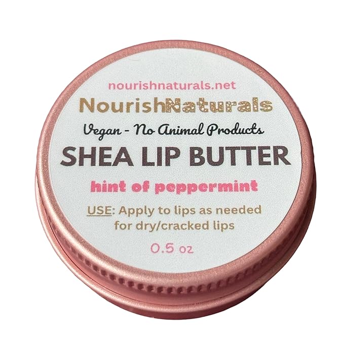 Shea Lip Butter - All Natural 4 Ingredient Lip Balm - Ultra Moisturizing Vegan Lip Balm for Long Lasting Hydration, Travel Sized, with Peppermint Oil, Non Toxic Ingredients