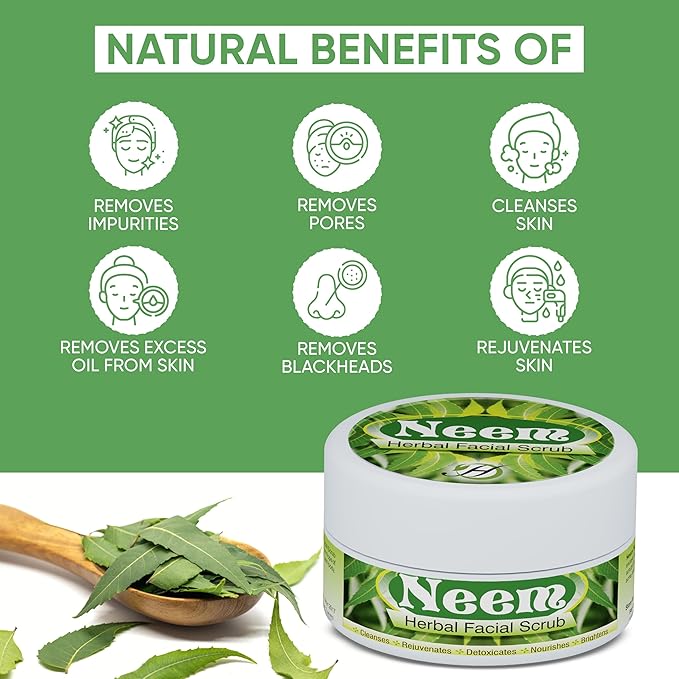 Herboganic Neem Facial Scrub - Natural and Gentle Face Scrub for Deep Cleansing and Moisturizing - Vegan Skincare - 5.30 oz…