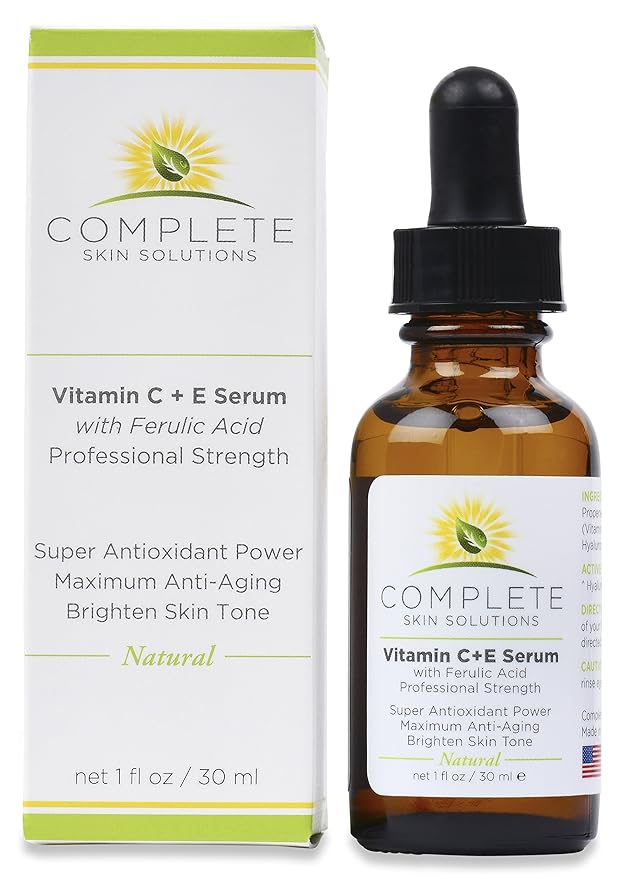 Natural Vitamin C E Serum with Ferulic and Hyaluronic Acid 1 oz