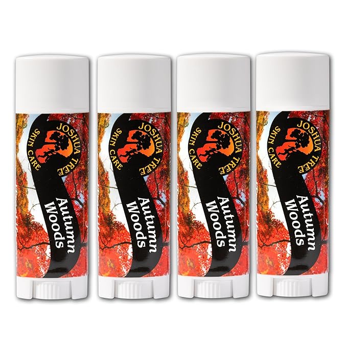 Joshua Tree Organic Lip Balm: 25 Flavor Varieties Made with Beeswax (4-pack, Autumn Woods)