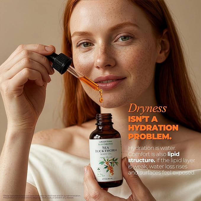 TODICAMP Sea Buckthorn Berry Oil 1 fl oz Omega 7 Vegan Omega 3 6 9 Sea Buckthorn Oil for Face, Skin, Eyes & Postemonapuse Dryness