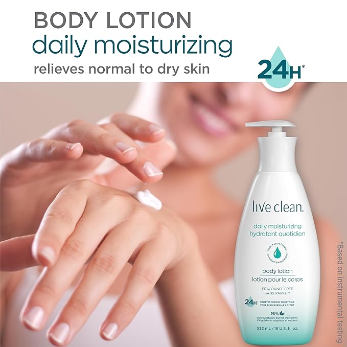 Live Clean Daily Moisturizing Body Lotion, Fragrance Free, 18 Fl Oz