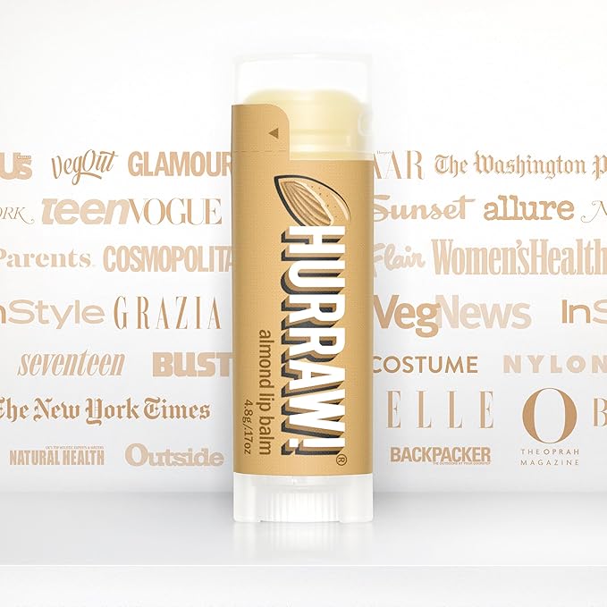 Hurraw! Almond Lip Balm, 2 Pack: Organic, Certified Vegan, Cruelty and Gluten Free. Non-GMO, 100% Natural Ingredients. Bee, Shea, Soy and Palm Free. Made in USA