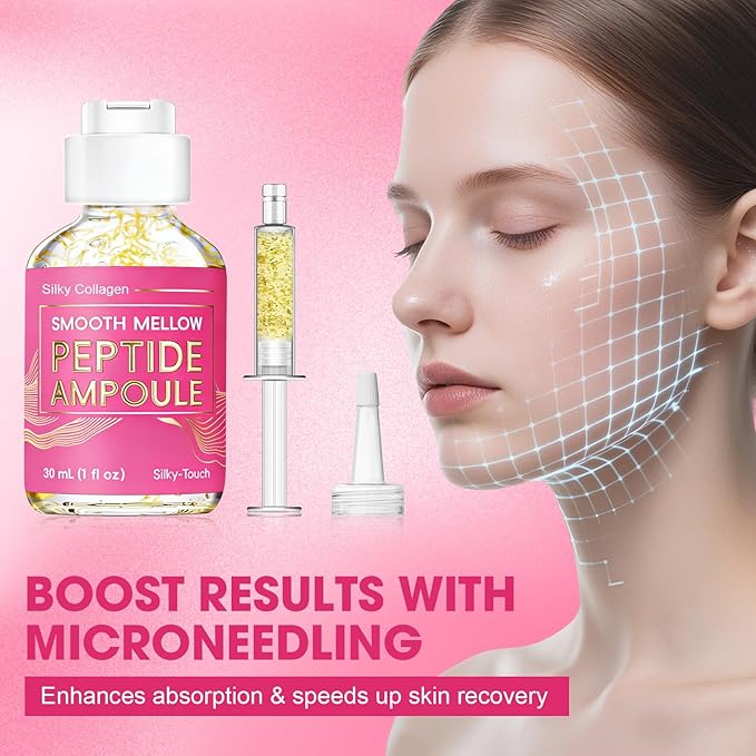 Deep Collagen & Peptide Serum – Hydrolyzed Silk Facial Ampoule for Firming, Smoothing & Hydration, Lightweight Anti-Aging Serum 30ml