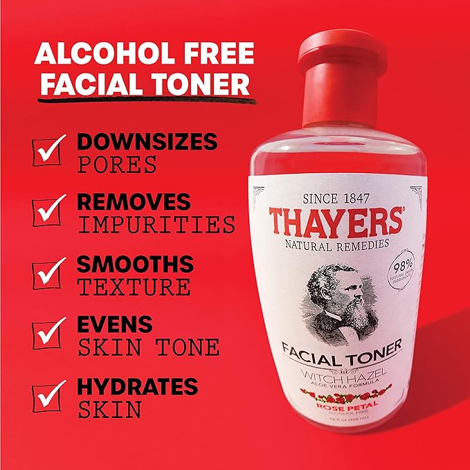 THAYERS Alcohol-Free, Hydrating, Rose Petal Toner 12 Oz + 3oz Travel Size Toner (2 Pack)