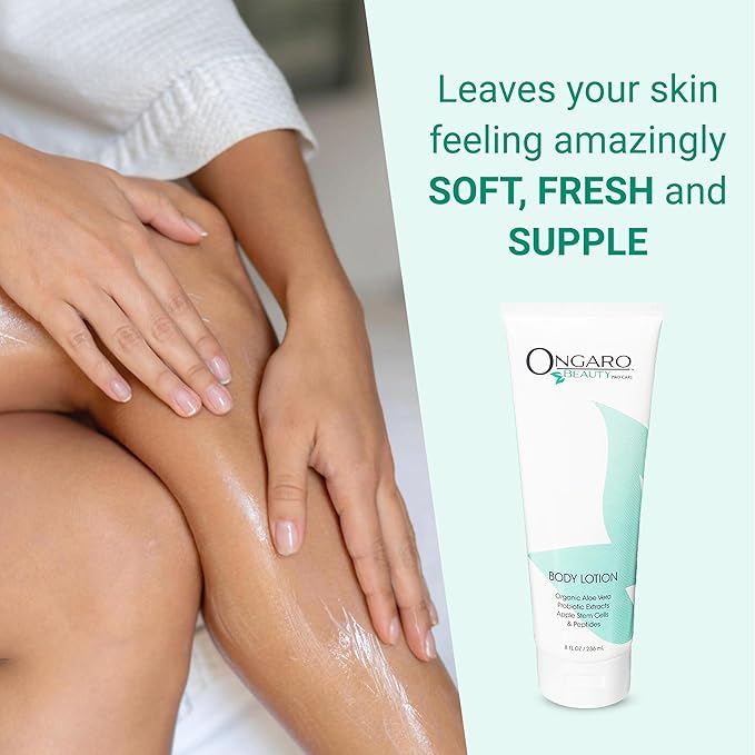 Ongaro Beauty Organic Body Lotion - Light Scent Body Moisturizer Skin Lotion, Moisturizing Care w/Aloe Vera, Cocoa Butter, Hyaluronic Acid, Shea Butter & Vitamin E, Lightweight, All Skin Types 8fl oz