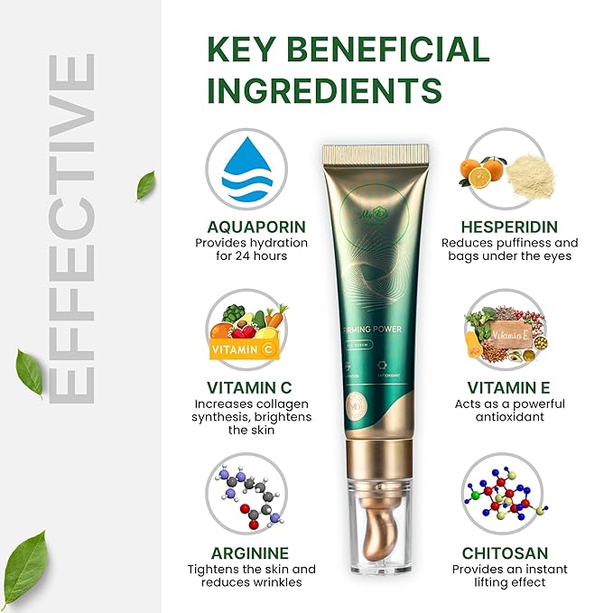 Hydrating Dark Circle Eye Cream - Firming Power Under Eye Serum - Caffeine & Vitamin C & E - Anti Aging & Repairing - Vegan & Cruelty-Free, 15 ml