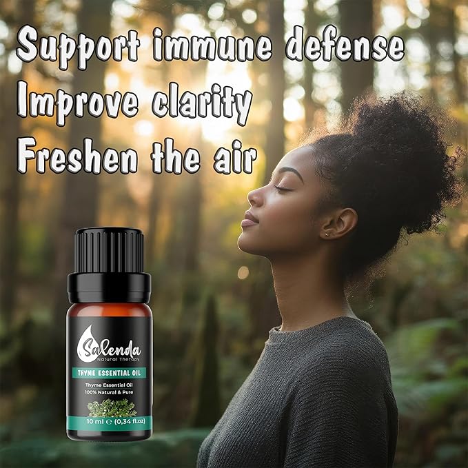 Thyme Essential Oil by Salenda Essential Oils, 100% Pure Thyme Oil for Diffuser and Aromatherapy, Natural for Candle and Soap Making Fragrance, Skin & Hair Care, 0.34 Fl Oz (10 ml)