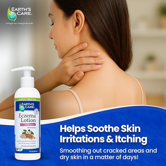 Earth's Care Eczema Lotion - Natural Lotion for Eczema - Safe and Mild Eczema Lotion for Adults and Kids - 8 Fl OZ. (237 mL)