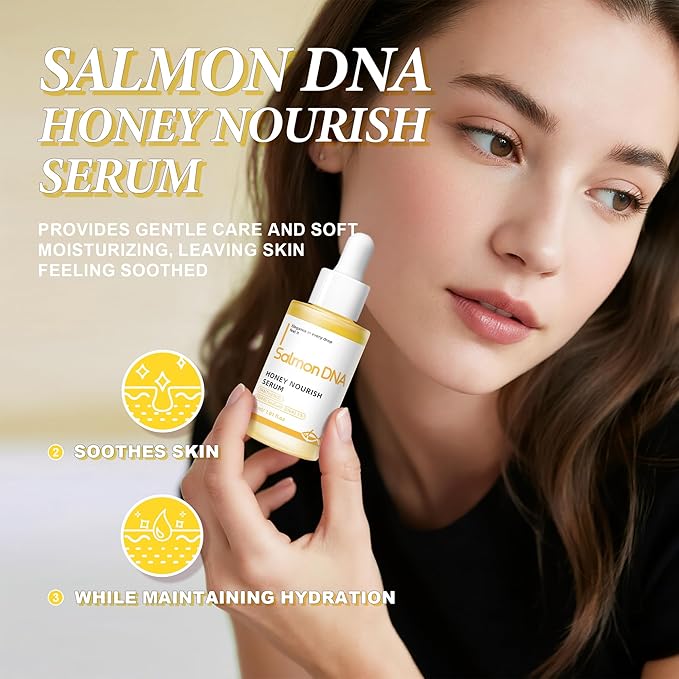Salmon DNA PDRN Honey Nourish Serum with PDRN & Panthenol, Hydrating Face Serum for Soothing, Moisturizing, Calming, Revitalizing Skin,30ml / 1.01 fl.oz.