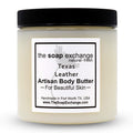 The Soap Exchange Body Butter - Texas Leather Scent - Hand Crafted 8 fl oz / 240 ml Natural Artisan Skin Care, Shea Butter, Aloe Vera, Nourish, Moisturize, & Protect. Made in the USA.