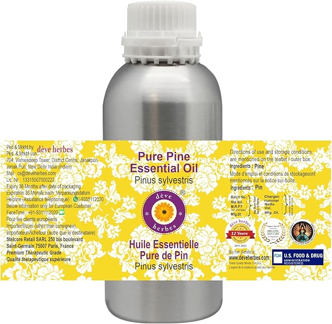 Deve Herbes Pure Pine Essential Oil (Pinus sylvestris) Steam Distilled 1250ml (42 oz)