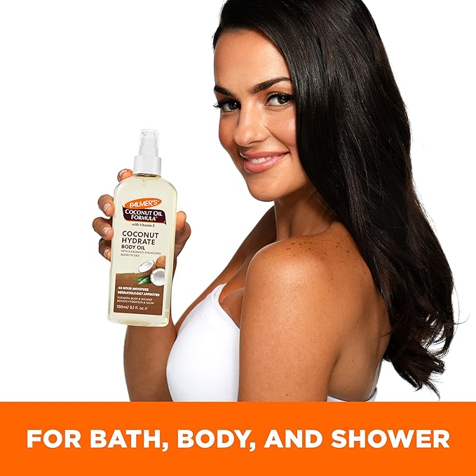 Palmer's Coconut Oil Formula Body Oil, Body Moisturizer with Green Coffee Extract, Bath Oil for Dry Skin, 5.1 Ounces (Spray Cap)