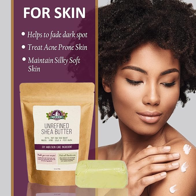 Unrefined Shea Butter Raw Organic | 16 oz / 453 g | Body Butter for Dry Skin, Stretch Marks | Natural Moisturizing Formula | for Women and Men