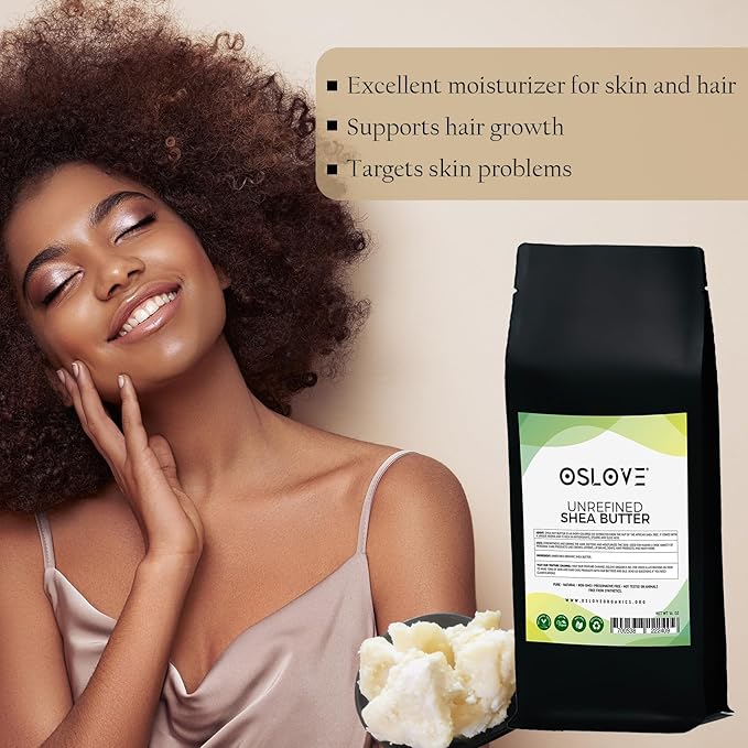 Organic Unrefined Shea Butter 1 LB Unrefined, African,100% Pure, Non-GMO, Fresh and Creamy | Use for Body/Hair moisturizing butters, Lip balms, soap base, salves and deodorants