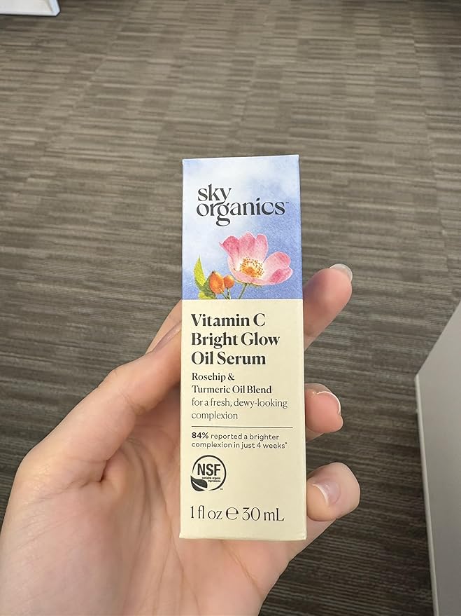 Sky Organics Bright Glow Face Serum,Vintamin C Serum, Helps Rejuvenate Dull Skin, Hydrating, Promotes Brighter-looking Complexion, with Vitamin E, Organic Jojoba Oil & Rosehip Oil, 1 fl oz